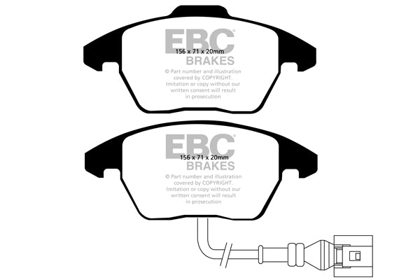 EBC Audi Volkswagen Yellowstuff Street and Track Front Brake Pads (Inc. 8X A1, 8P A3, 6R Polo & MK5 Golf) - ATE Caliper