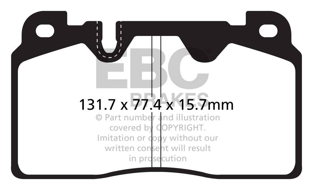 EBC Audi Porsche Yellowstuff Street and Track Front Brake Pads - Brembo Caliper (Inc. C7 A6, C7 A7, B8 Q5 & 95B Macan)